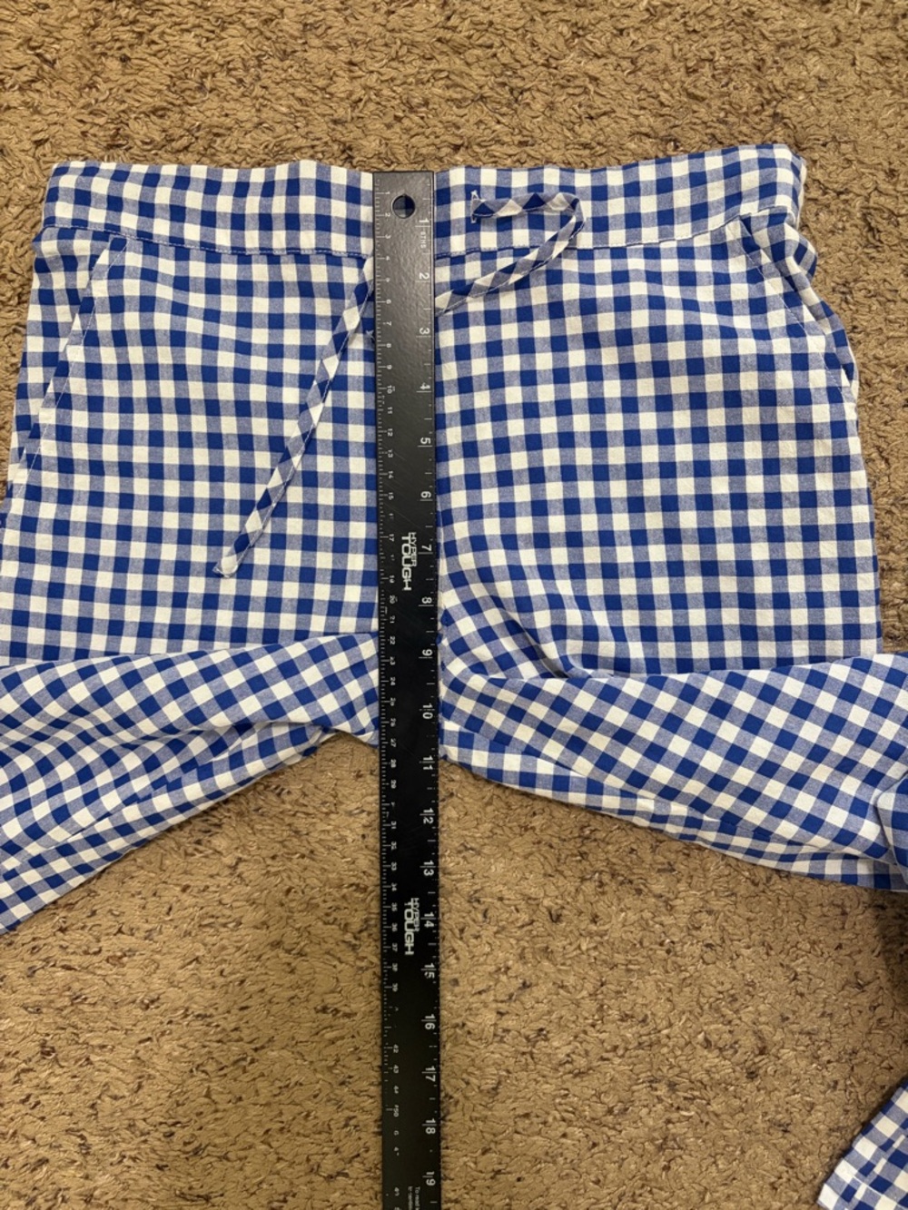 Sonderhaus Perfect Pants Wide Leg 100% Cotton Size XS Blue Gingham - Picture 10 of 11